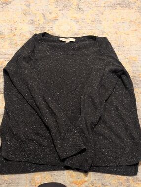 LOFT Black Speckled Crewneck Sweater